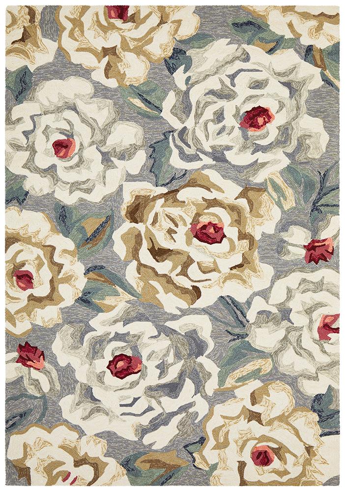 Copacabana Gorgeous Peony Grey Indoor Outdoor Rug Rug Culture
