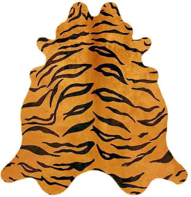 Exquisite Natural Cow Hide Tiger Print Rug Culture