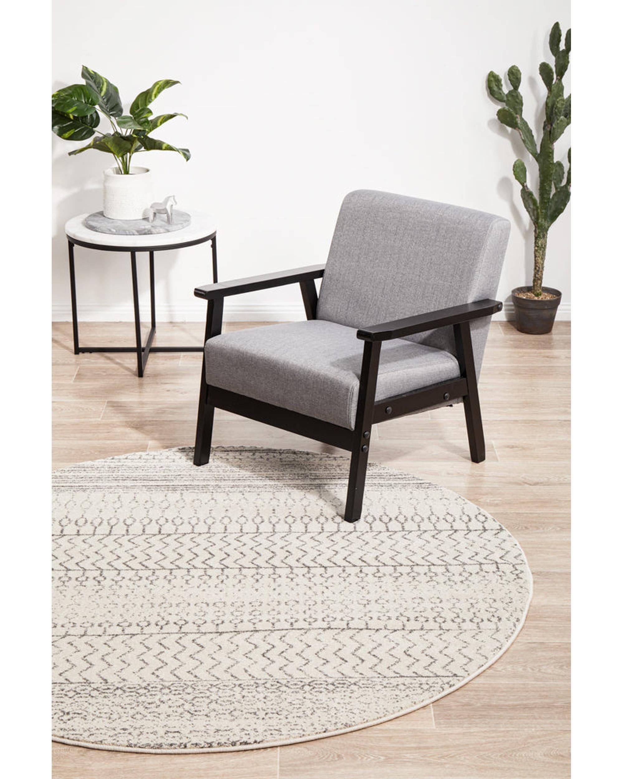 Chrome Harper Silver Round Rug RUG CULTURE