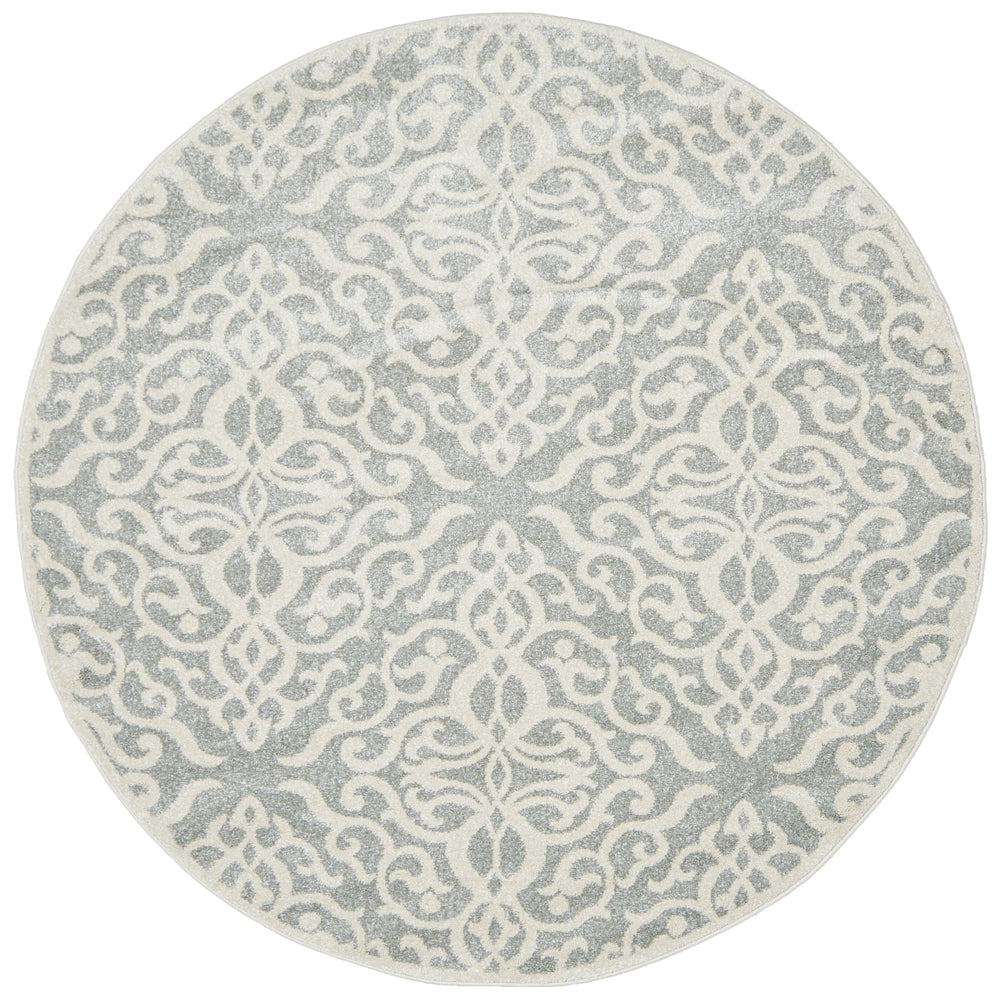 Chrome Lydia Silver Round Rug RUG CULTURE