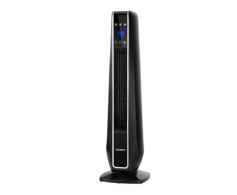 Electric Ceramic Tower Fan Heater Portable Oscillating Remote Control 2400W Black Devanti