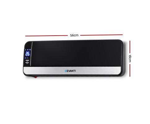2000W Wall Mounted Panel Heater - Black Devanti
