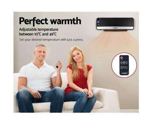 2000W Wall Mounted Panel Heater - Black Devanti