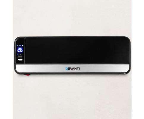 2000W Wall Mounted Panel Heater - Black Devanti