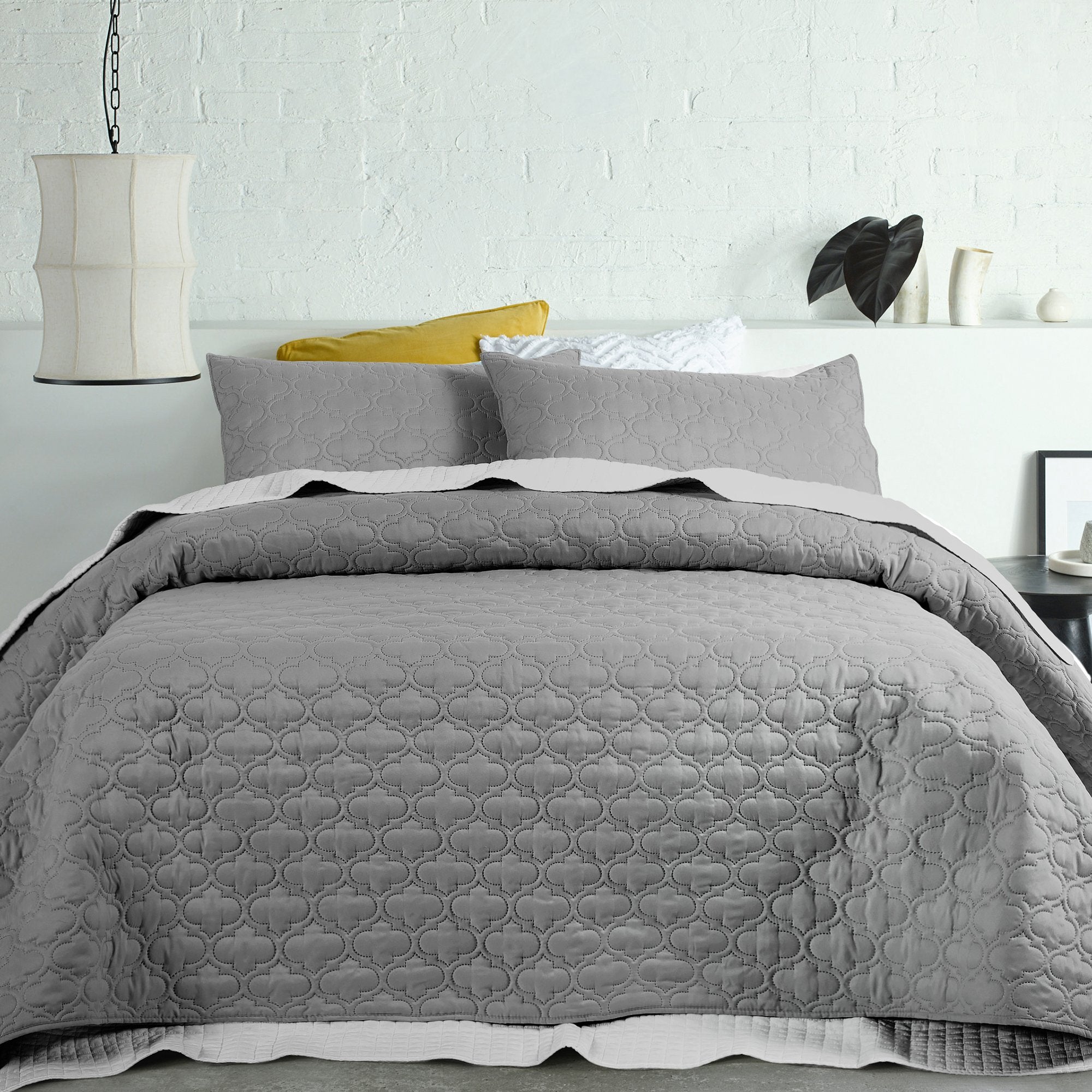 Accessorize Grey Opaco Coverlet Set - Queen/King Accessorize