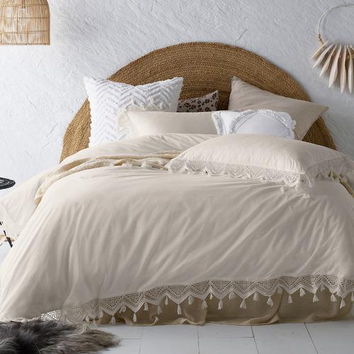 Vintage Design Cream Gypsy 180TC Cotton Quilt Cover Set Vintage Design