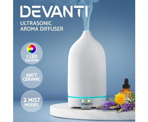 Ceramics Aroma Diffuser Aromatherapy Essential Oil Air Humidifier Ultrasonic Cool Mist White Devanti