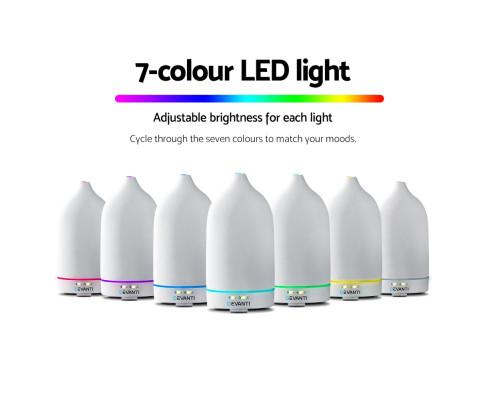 Ceramics Aroma Diffuser Aromatherapy Essential Oil Air Humidifier Ultrasonic Cool Mist White Devanti