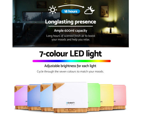 Aroma Diffuser Air Humidifier Night Light 600ml Big Bedding Australia