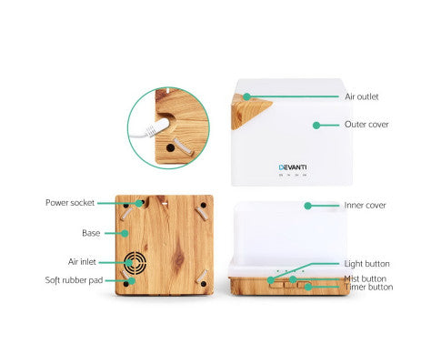 Aroma Diffuser Air Humidifier Night Light 600ml Big Bedding Australia