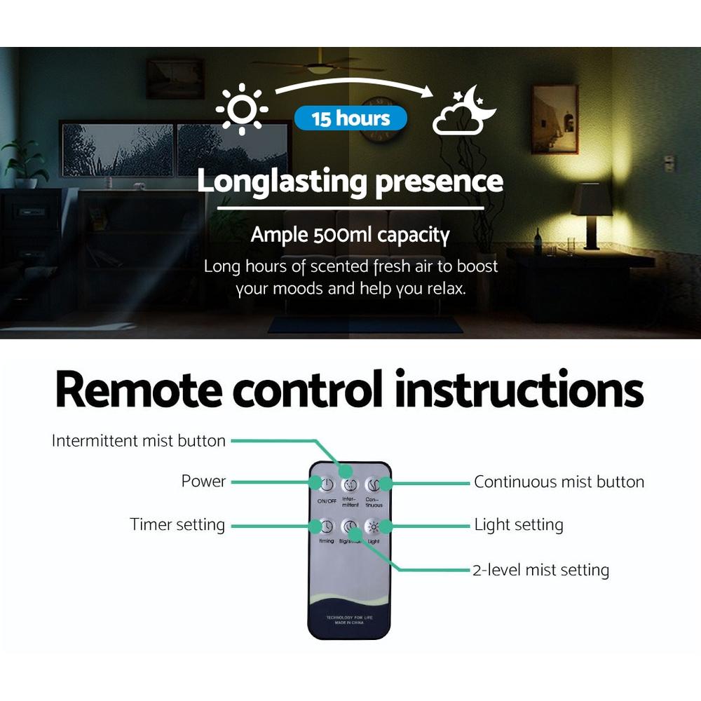 4-In-1 Aroma Diffuser Aromatherapy Humidifier Essential Oil 500ml Devanti