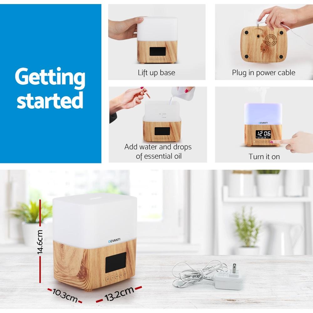 Aroma Diffuser Aromatherapy Humidifier Essential Oil Clock Devanti