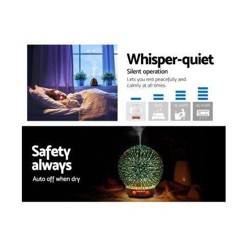 Aromatherapy Diffuser Aroma Humidifier Ultrasonic 3D Round Firework Light Oil Devanti