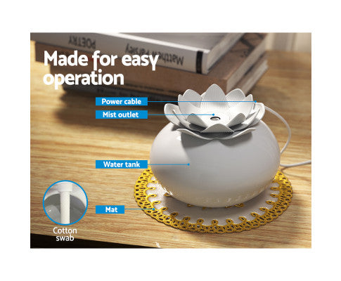 Diffuser Aroma Ceramic Essential Oils Air Humidifier Lotus Big Bedding Australia