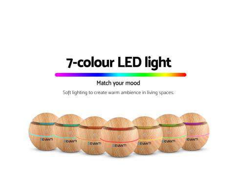 Aromatherapy Diffuser Aroma Essential Oils Air Humidifier LED Light 130ml Devanti