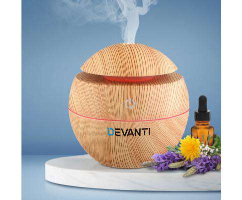 Aromatherapy Diffuser Aroma Essential Oils Air Humidifier LED Light 130ml Devanti