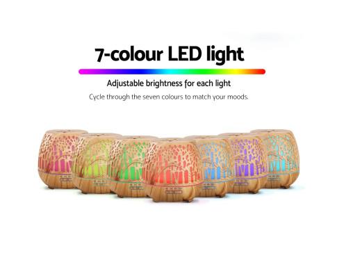 Aroma Diffuser Aromatherapy Humidifier Essential Oil Ultrasonic Cool Mist Wood Grain Remote Control 400ml Devanti