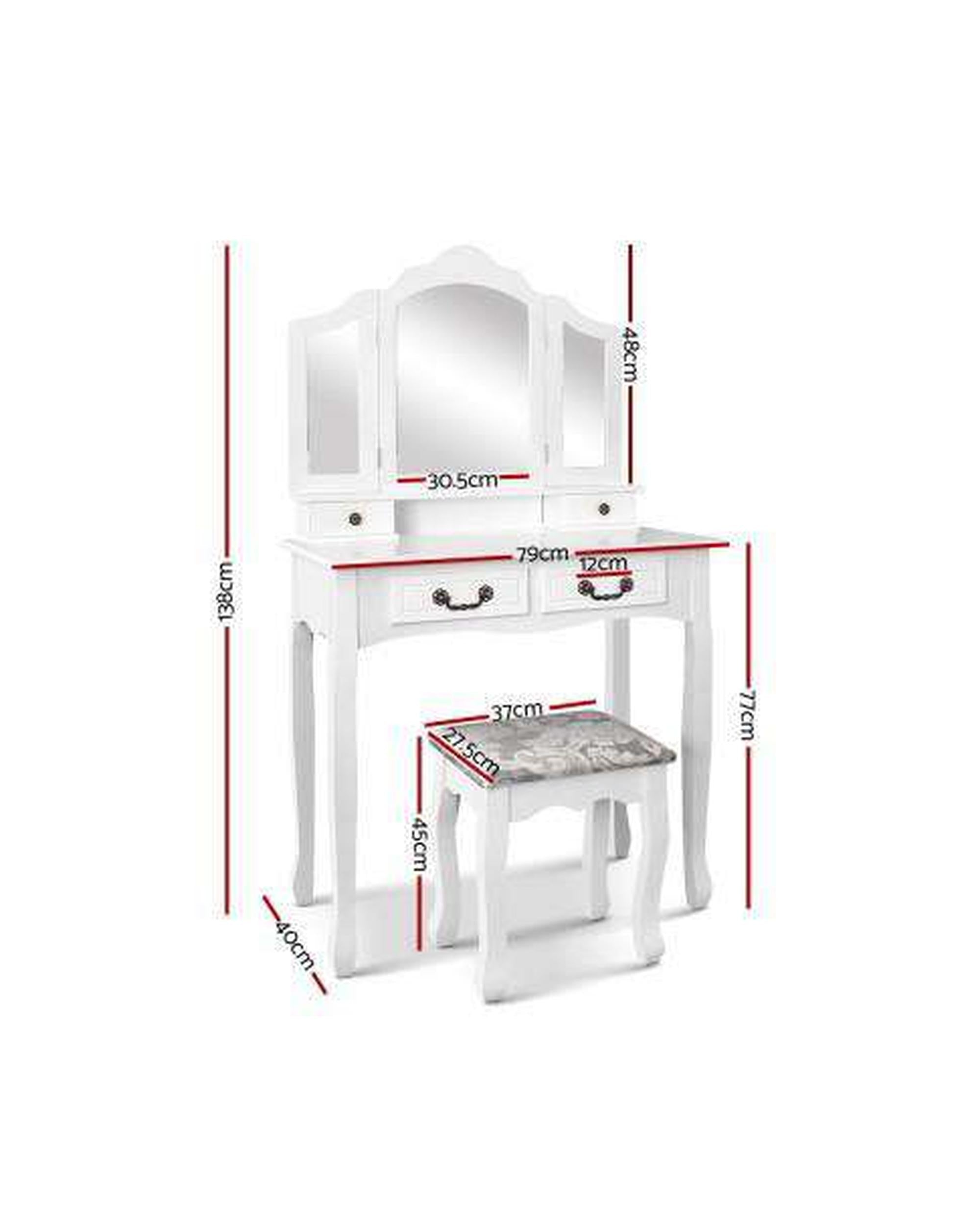 Dressing Table with Mirror - White Artiss