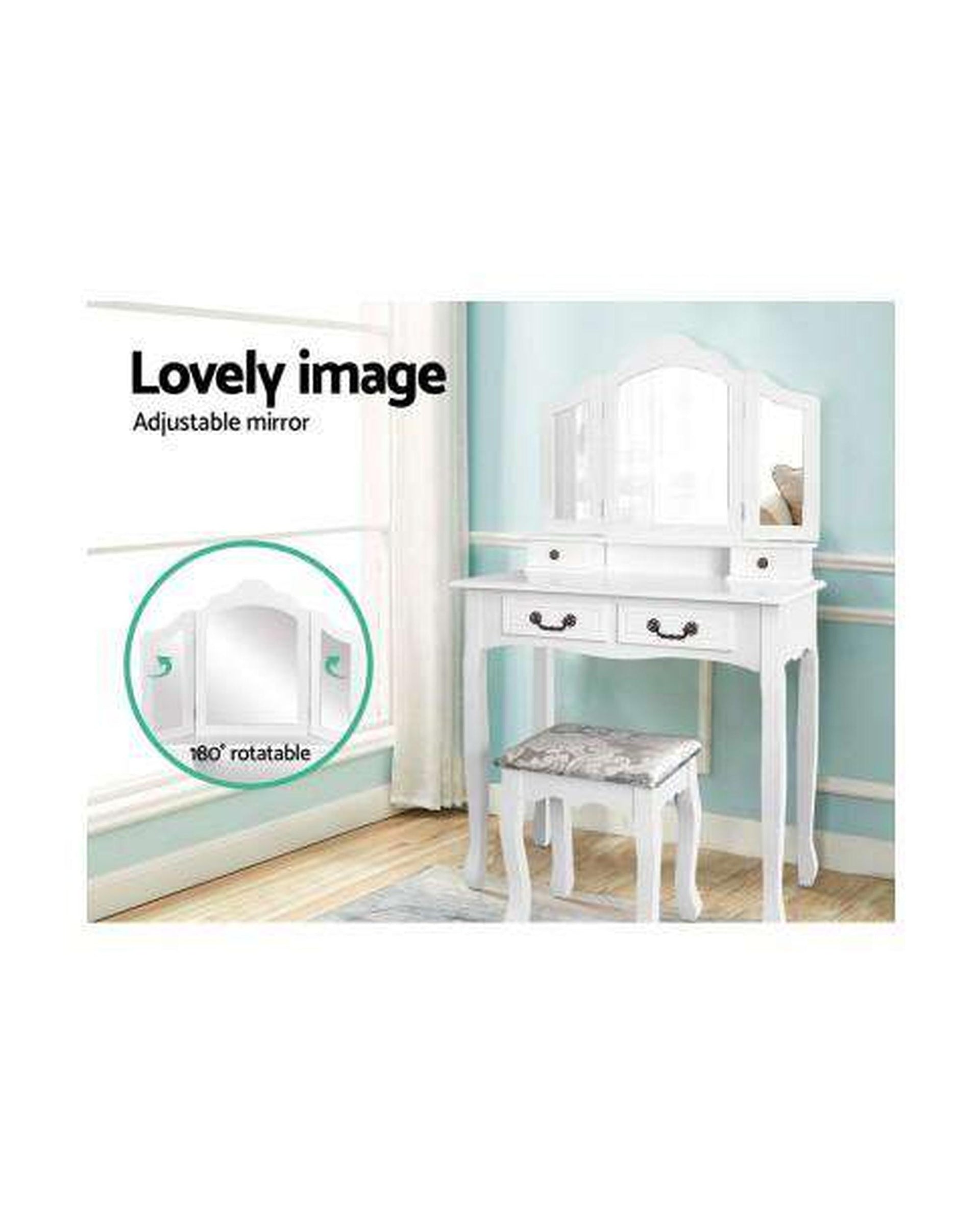 Dressing Table with Mirror - White Artiss