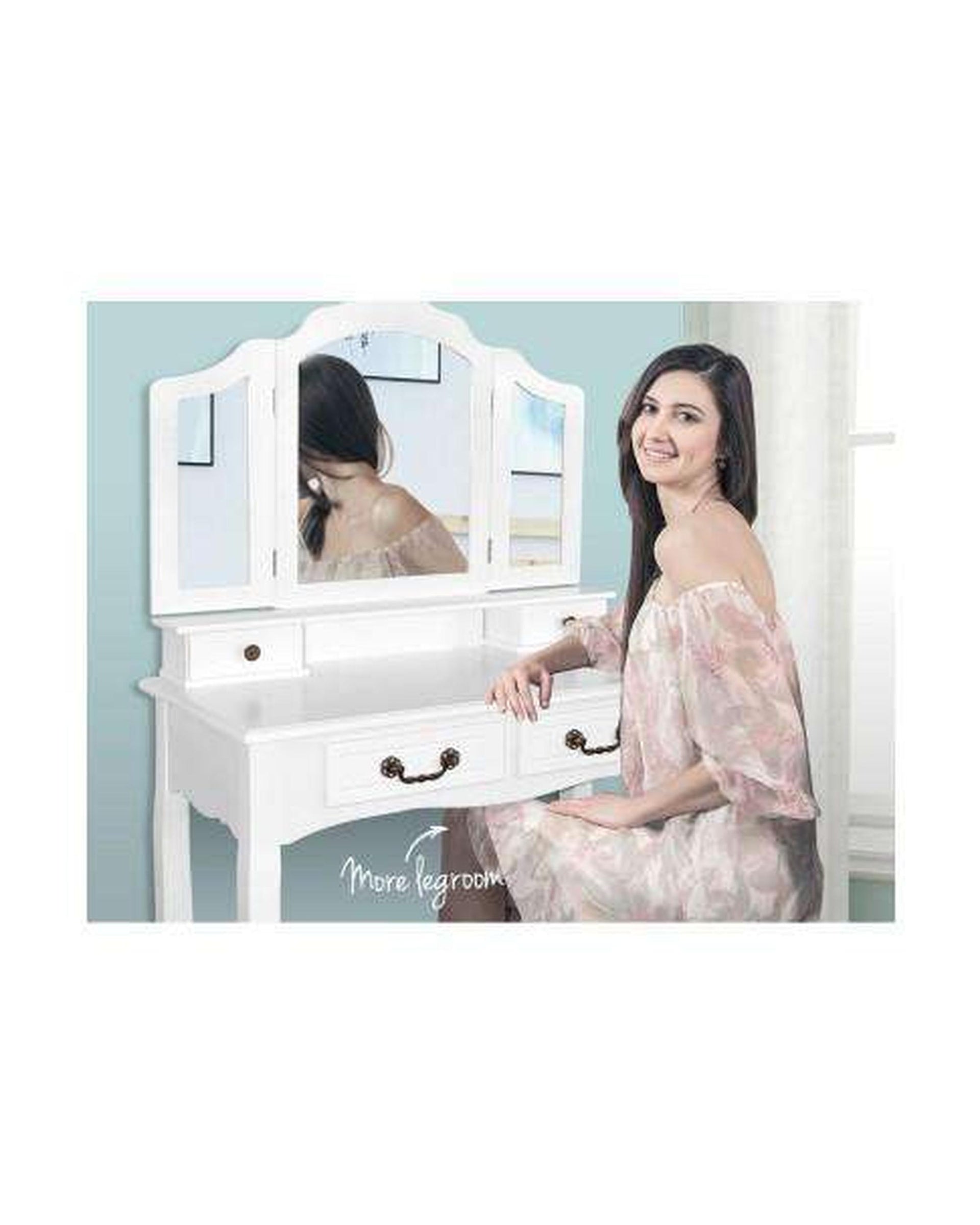 Dressing Table with Mirror - White Artiss
