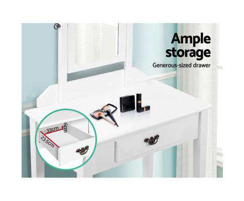 Dressing Table Stool Set Makeup Mirror Jewellery Cabinet Drawer Organizer Artiss