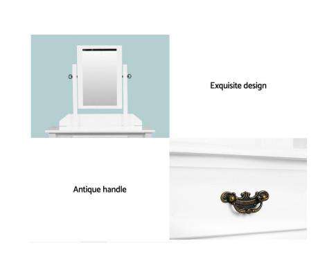 Dressing Table Stool Set Makeup Mirror Jewellery Cabinet Drawer Organizer Artiss