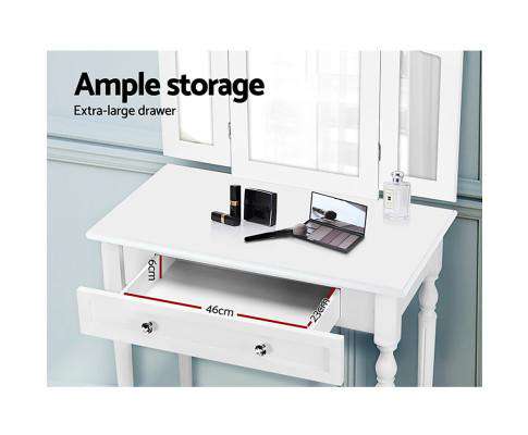 Dressing Table Stool Mirror Drawer Makeup Jewellery Cabinet Organizer Artiss