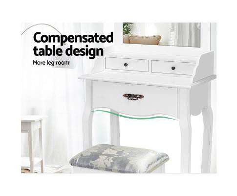 Dressing Table Stool Mirror Drawer Makeup Jewellery Cabinet White Desk Artiss