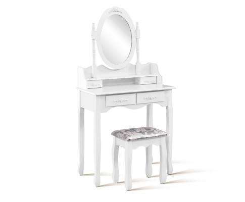 4 Drawer Dressing Table with Mirror - White Artiss