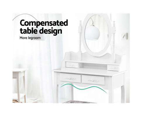 4 Drawer Dressing Table with Mirror - White Artiss