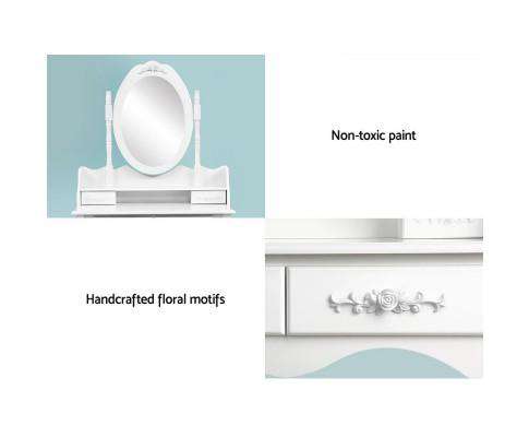 4 Drawer Dressing Table with Mirror - White Artiss