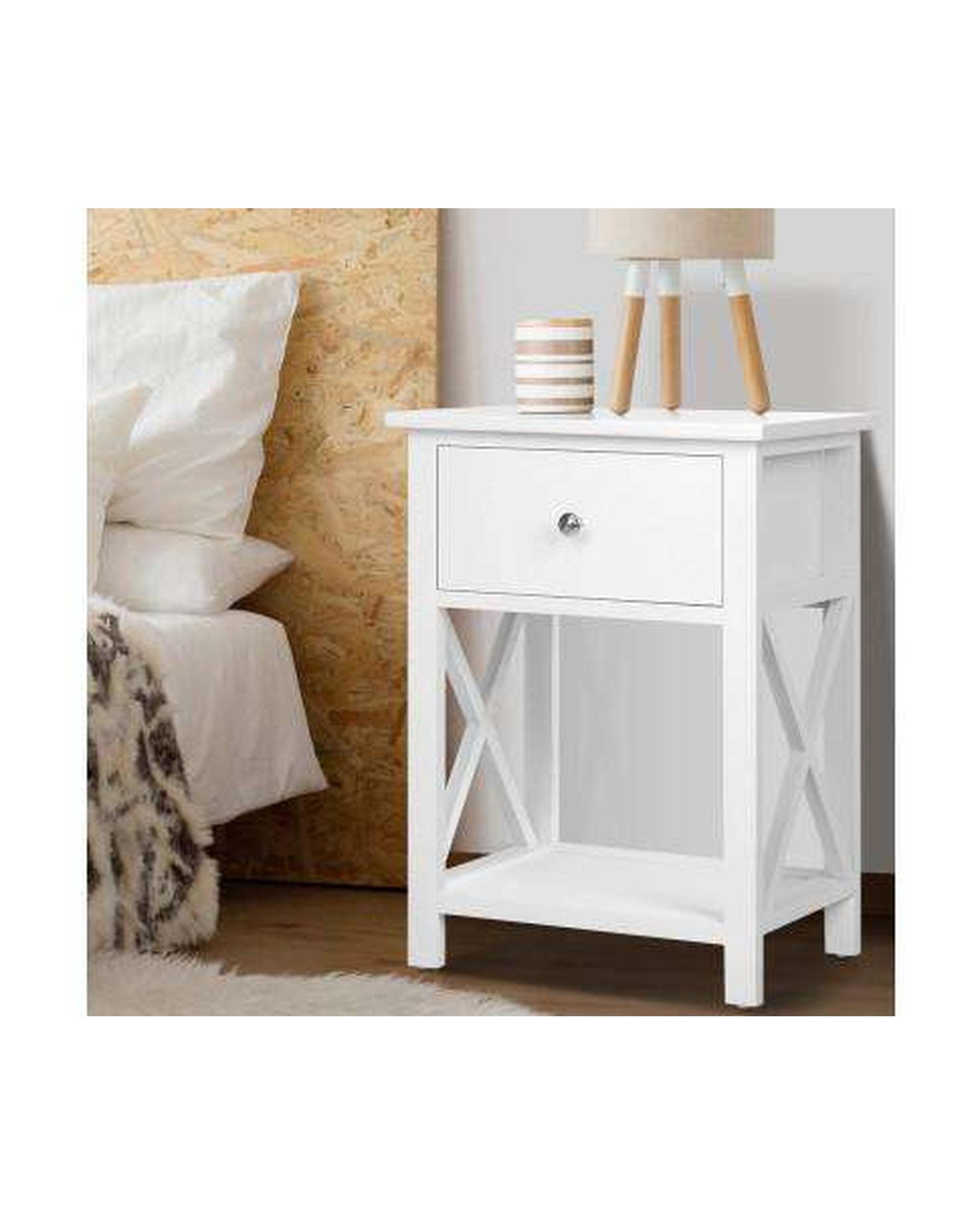 Bedside Table Coffee Side Cabinet Drawer Wooden White Artiss