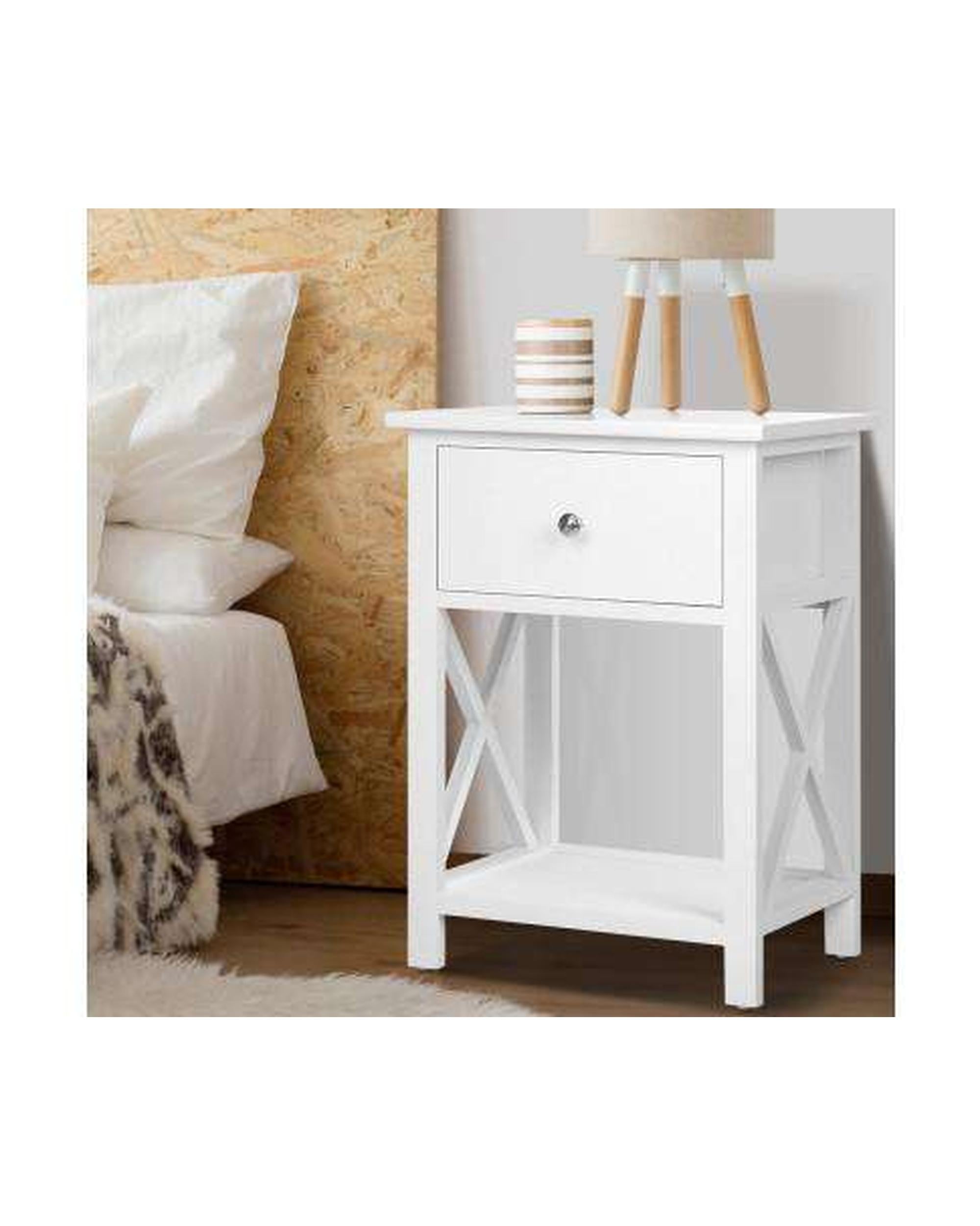 Bedside Table Coffee Side Cabinet Drawer Wooden White Artiss