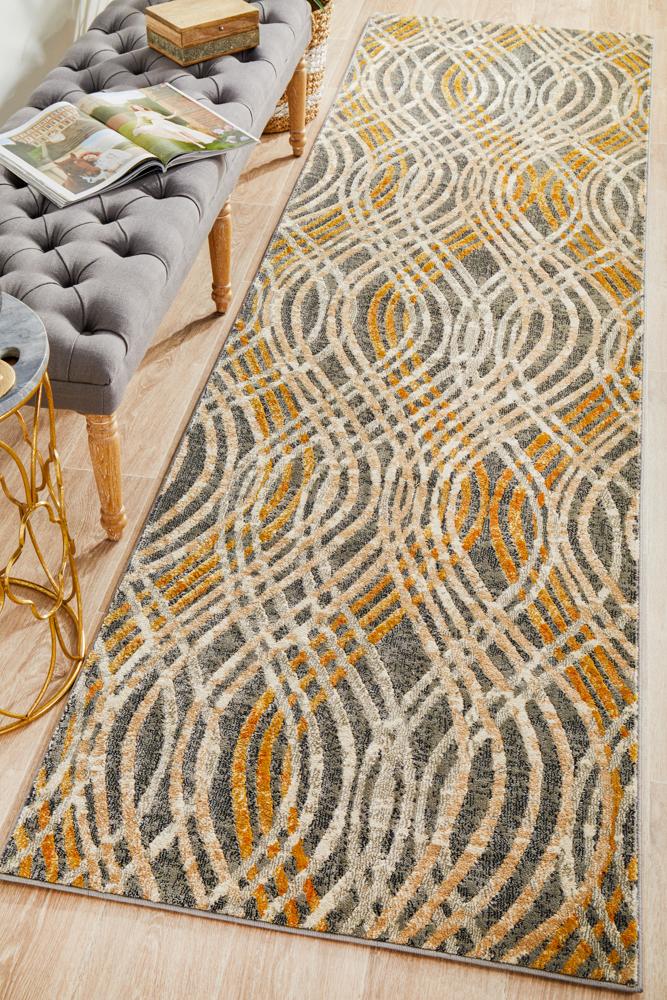 Dreamscape Flurry Modern Charcoal Runner Rug Rug Culture
