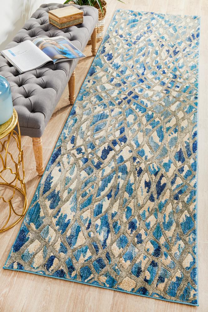 Dreamscape Ropes Modern Blue Runner Rug Rug Culture