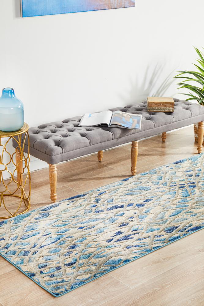 Dreamscape Ropes Modern Blue Runner Rug Rug Culture