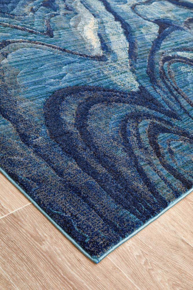 Dreamscape Waves Modern Indigo Rug Rug Culture