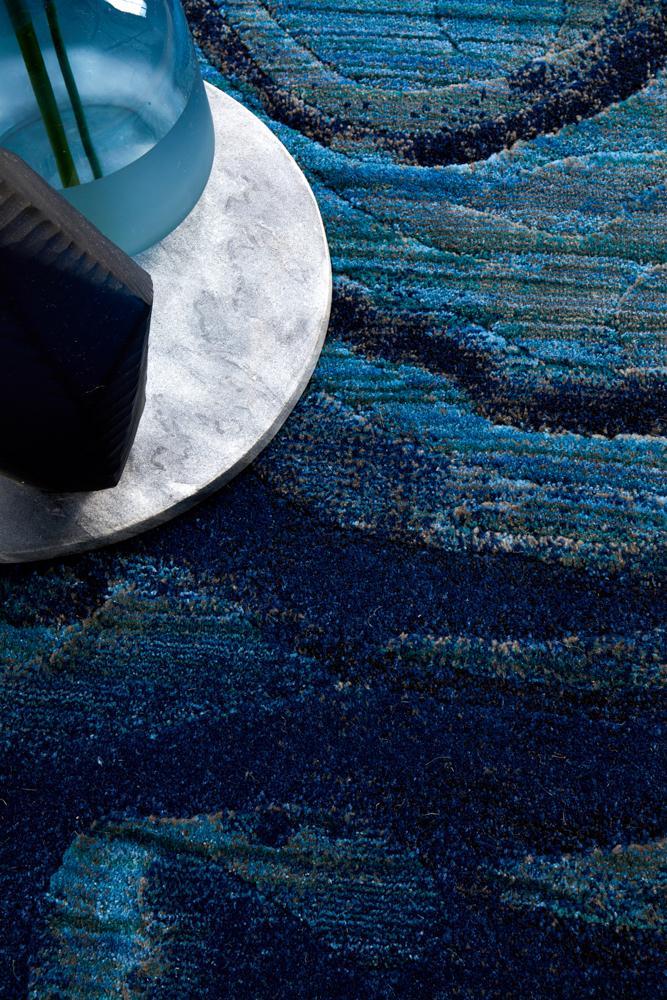 Dreamscape Waves Modern Indigo Rug Rug Culture