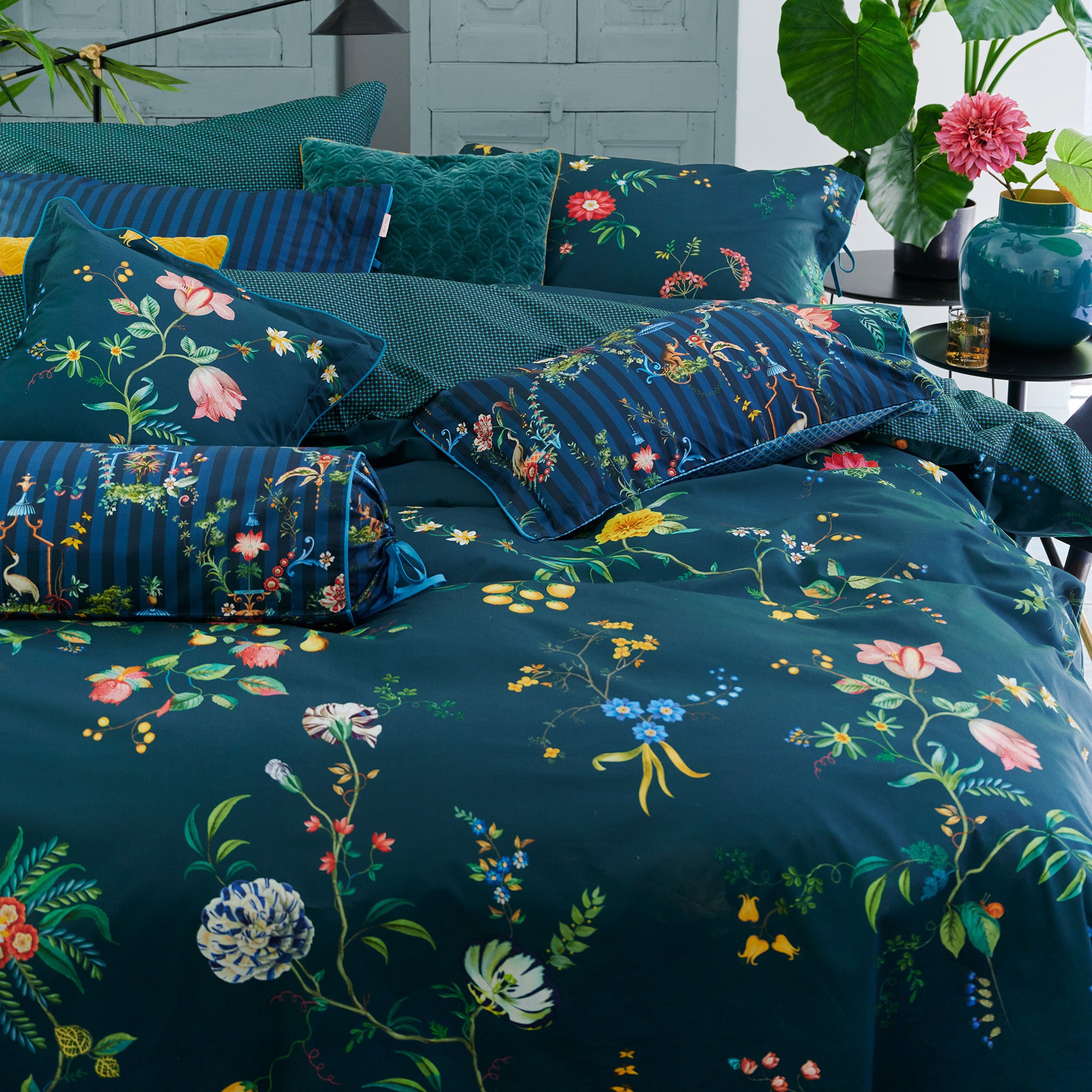 Pip Studio Dark Blue Fleur Grandeur Cotton Quilt Cover Set Pip Studio