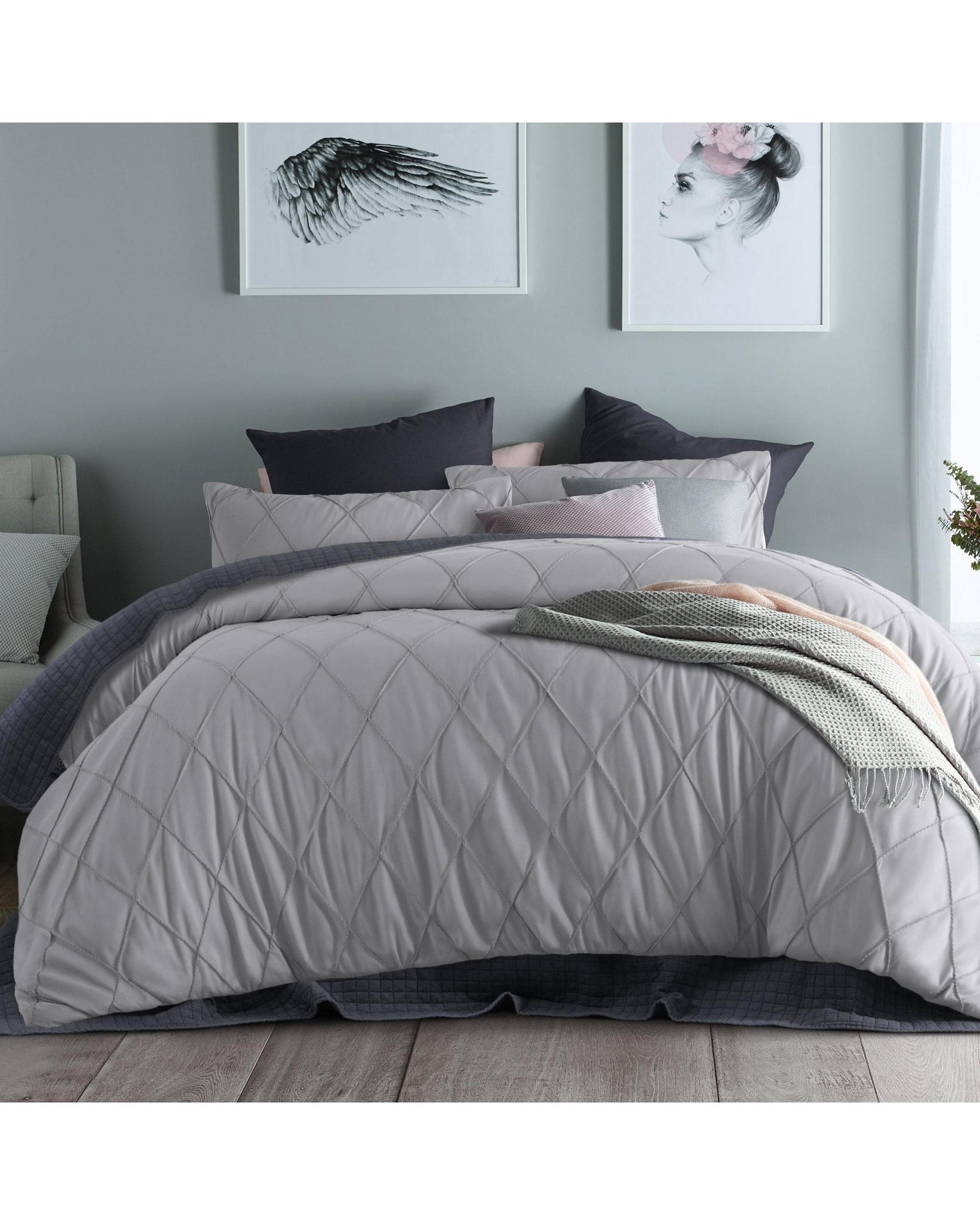 Accessorize Chloe Dove Grey Poly Cotton Chloe Quilt Cover Sets Accessorize