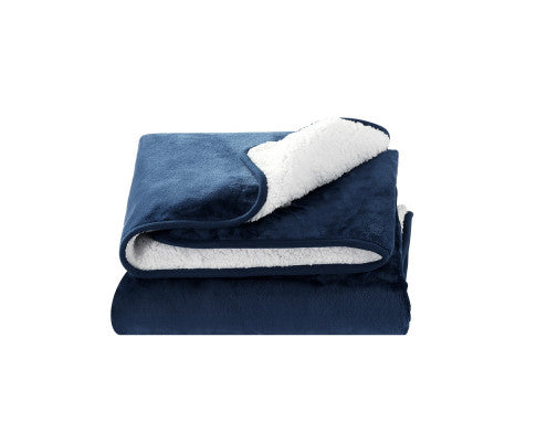 Electric Throw Rug Heated Blanket Washable Snuggle Flannel Winter Navy Giselle