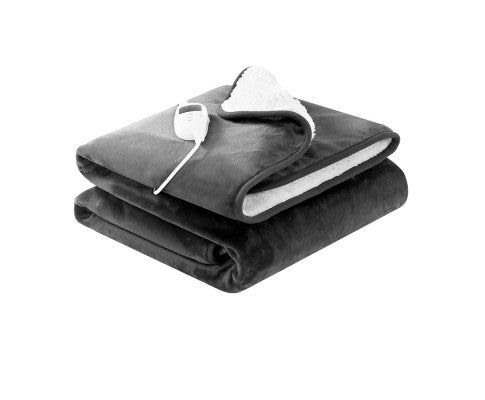 Electric Throw Rug Heated Blanket Washable Snuggle Flannel Winter Grey Giselle