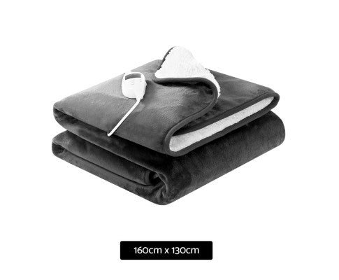 Electric Throw Rug Heated Blanket Washable Snuggle Flannel Winter Grey Giselle