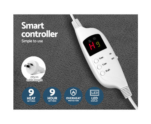 Electric Throw Rug Heated Blanket Washable Snuggle Flannel Winter Grey Giselle