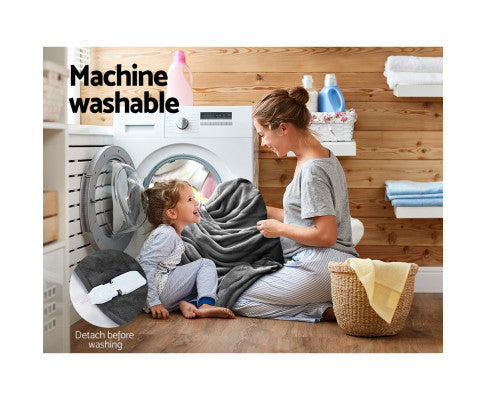 Electric Throw Rug Heated Blanket Washable Snuggle Flannel Winter Grey Giselle