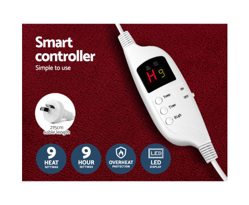 Electric Throw Rug Heated Blanket Washable Snuggle Flannel Winter Red Giselle