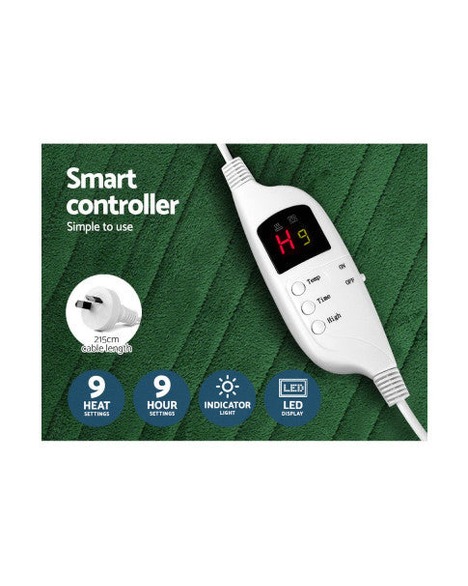 Electric Throw Rug Heated Blanket Washable Snuggle Flannel Winter Green Giselle