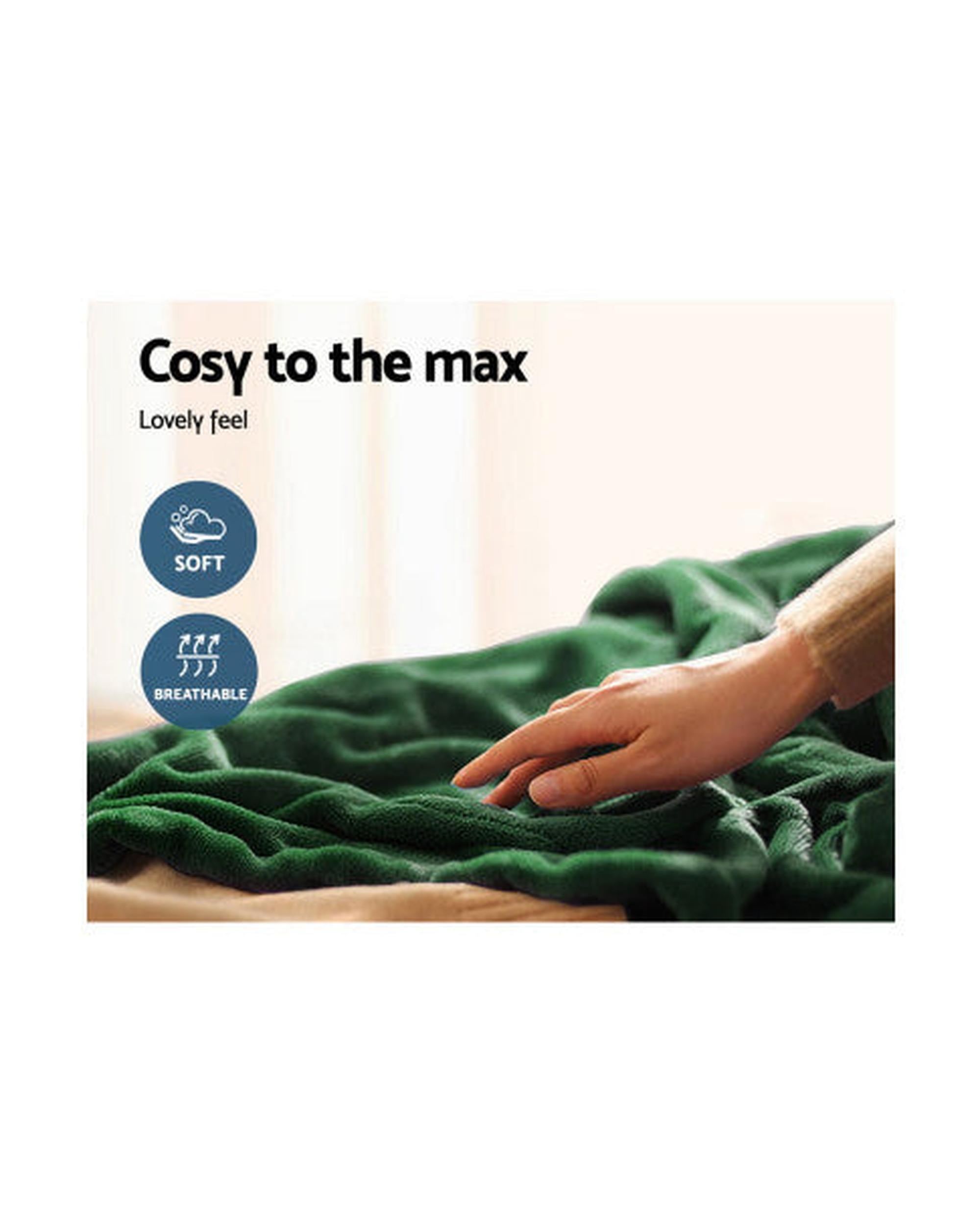 Electric Throw Rug Heated Blanket Washable Snuggle Flannel Winter Green Giselle