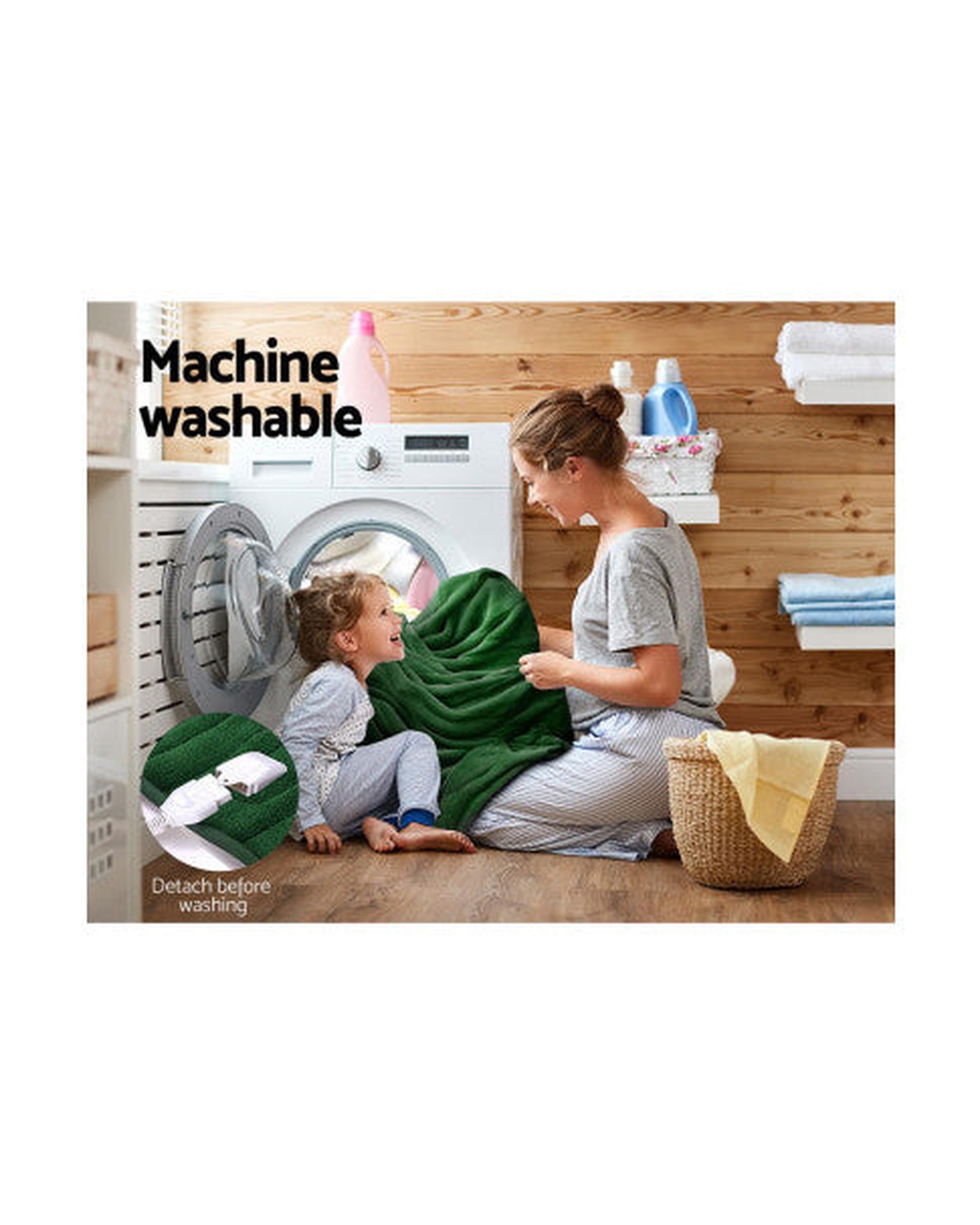 Electric Throw Rug Heated Blanket Washable Snuggle Flannel Winter Green Giselle