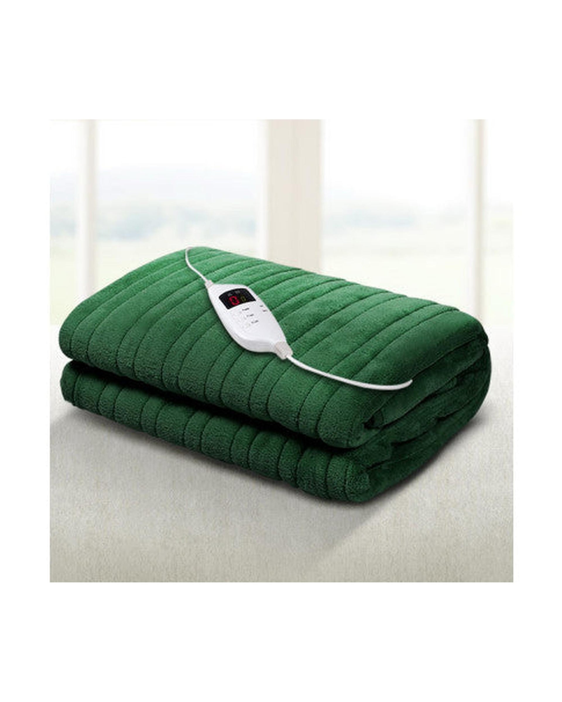 Electric Throw Rug Heated Blanket Washable Snuggle Flannel Winter Green Giselle
